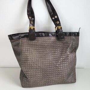 David Jones Collection Woven Leather Tote Bag